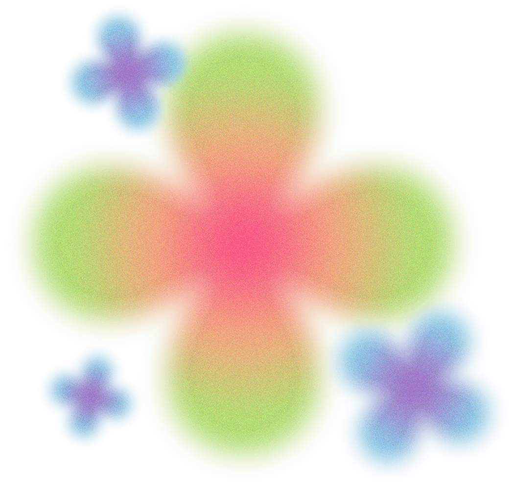 Buildable Abstract Glowing Gradient Aura 4-Petal Flowers