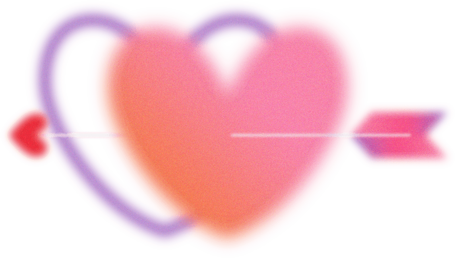 Buildable Abstract Glowing Gradient Aura Arrow through Double Hearts